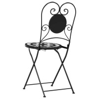 Produktbild för Caféstolar fällbara 2 st svart och vit keramik