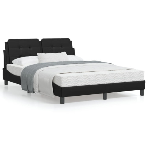 vidaXL Bed Frame with LED without Mattress "Zadar" Black 140x200 cm - Sängar & Sängramar