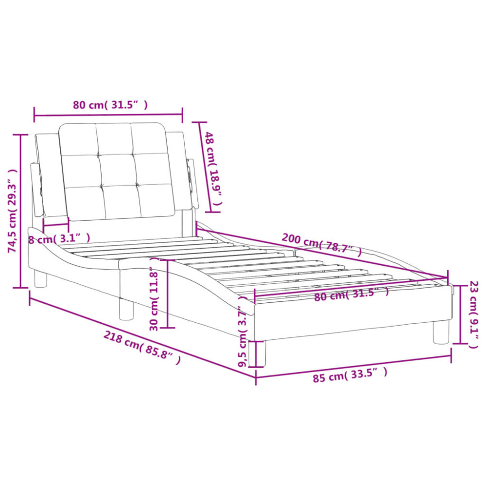 Produktbild för Bed Frame without Mattress "Zadar" Cappuccino 80x200 cm Faux Leather