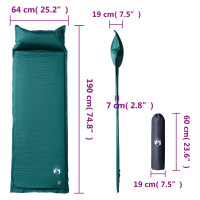 Produktbild för Självuppblåsande campingmadrass med kudde 1 person grön