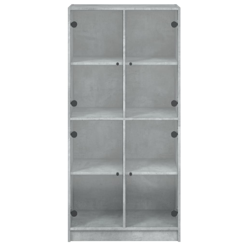 Produktbild för Skåp med dörrar betonggrå 68x37x142 cm konstruerat trä