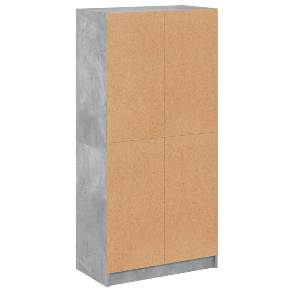 Produktbild för Skåp med dörrar betonggrå 68x37x142 cm konstruerat trä