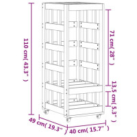 Produktbild för Vedställ med hjul 40x49x110 cm massiv furu