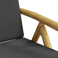 Produktbild för Caféstolar hopfällbara med mörkgrå kuddar 2 st bambu