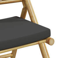 Produktbild för Caféstolar hopfällbara med mörkgrå kuddar 6 st bambu