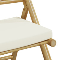 Produktbild för Caféstolar hopfällbara med gräddvita dynor 6 st bambu
