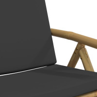 Produktbild för Caféstolar hopfällbara med mörkgrå kuddar 6 st bambu