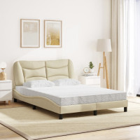 Produktbild för Bed with Mattress "Hvar" Cream 120x200 cm Fabric