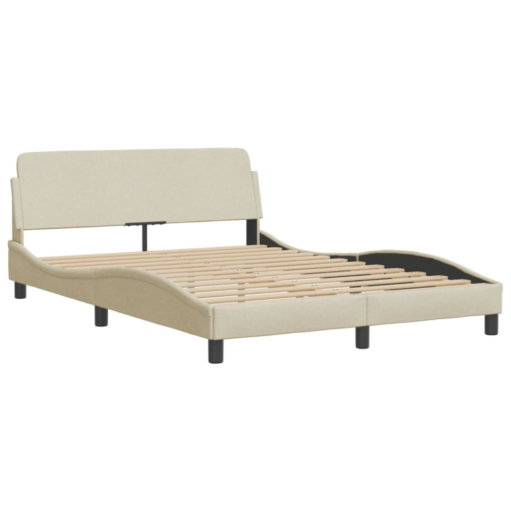 Produktbild för Bed with Mattress "Hvar" Cream 120x200 cm Fabric