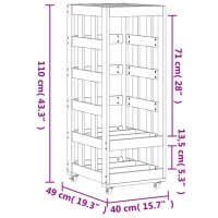 Produktbild för Vedställ med hjul vit 40x49x110 cm massiv furu