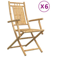 Produktbild för Hopfällbara trädgårdsstolar 6 st 53x66x99 cm bambu