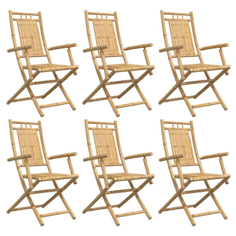 Produktbild för Hopfällbara trädgårdsstolar 6 st 53x66x99 cm bambu