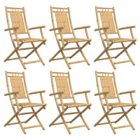 Produktbild för Hopfällbara trädgårdsstolar 6 st 53x66x99 cm bambu