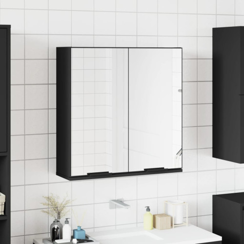 vidaXL Spegelskåp för badrum svart 64x20x67 cm konstruerat trä