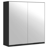 Produktbild för Spegelskåp för badrum svart 64x20x67 cm konstruerat trä