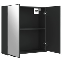 Produktbild för Spegelskåp för badrum svart 64x20x67 cm konstruerat trä