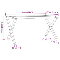 Produktbild för Bordsben för soffbord X-ram 90x30x43 cm stål