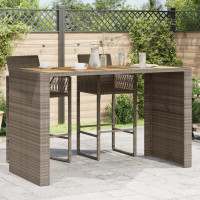 Produktbild för Trädgårdsbord med topp akaciaträ grå 185x80x110 cm konstrotting