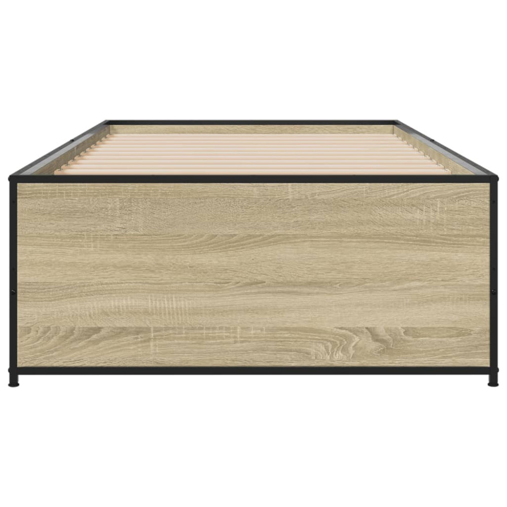 Produktbild för Sängram sonoma-ek 90x200 cm konstruerat trä och metall