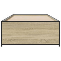 Produktbild för Sängram sonoma-ek 90x200 cm konstruerat trä och metall