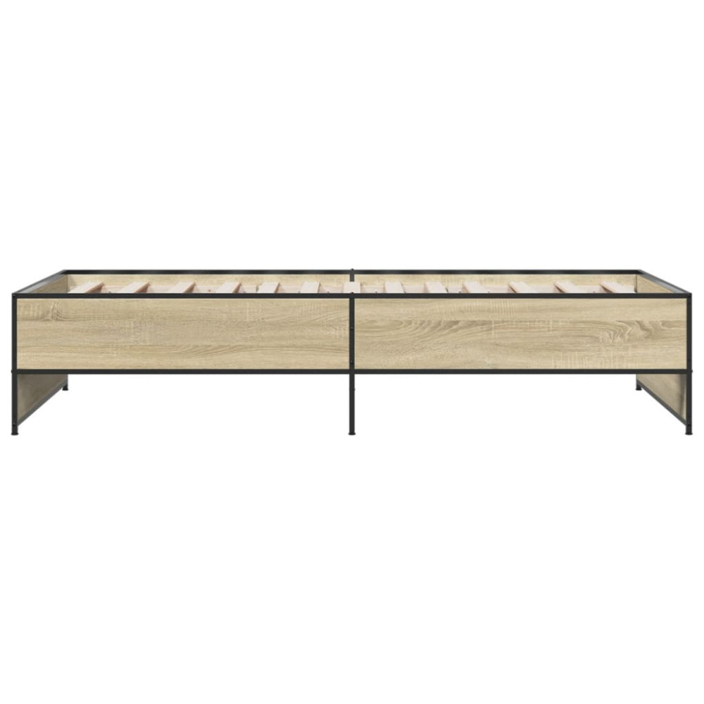 Produktbild för Sängram sonoma-ek 90x200 cm konstruerat trä och metall