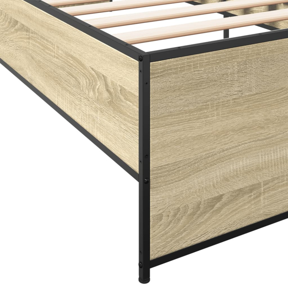 Produktbild för Sängram sonoma-ek 90x200 cm konstruerat trä och metall
