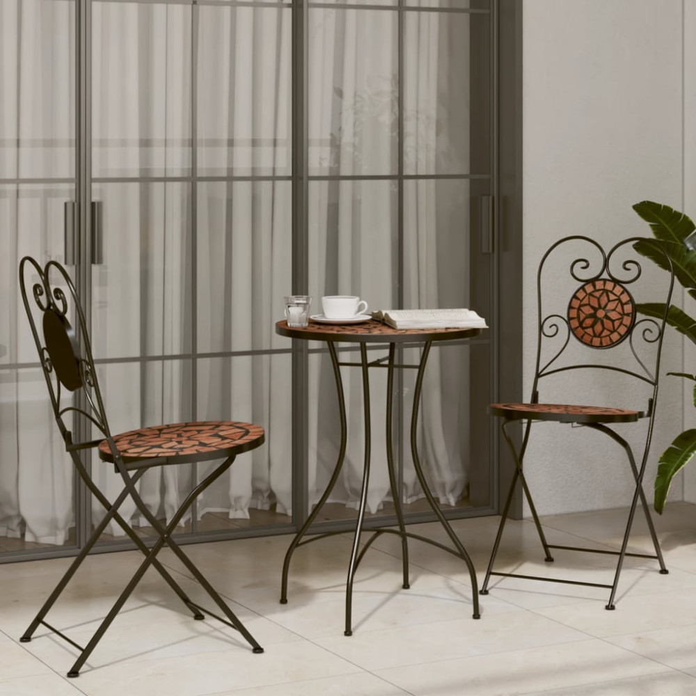 Produktbild för Caféset mosaik terrakotta järn och keramik