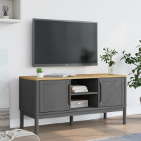 Produktbild för Tv-bänk FLORO grå 114x43x55 cm massiv furu