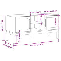 Produktbild för Tv-bänk FLORO grå 114x43x55 cm massiv furu