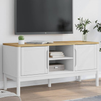 Produktbild för Tv-bänk FLORO vit 114x43x55 cm massiv furu