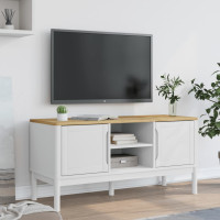 Produktbild för Tv-bänk FLORO vit 114x43x55 cm massiv furu