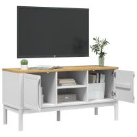 Produktbild för Tv-bänk FLORO vit 114x43x55 cm massiv furu