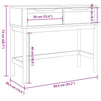 Produktbild för Konsolbord FLORO grå 89,5x36,5x73 cm massiv furu