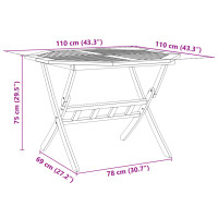 Produktbild för Hopfällbart trädgårdsbord Ø110x75 cm massivt akaciaträ