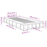 Produktbild för Sängram rökfärgad ek 100x200 cm konstruerad trä