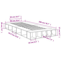 Produktbild för Sängram brun ek 90x200 cm konstruerad trä