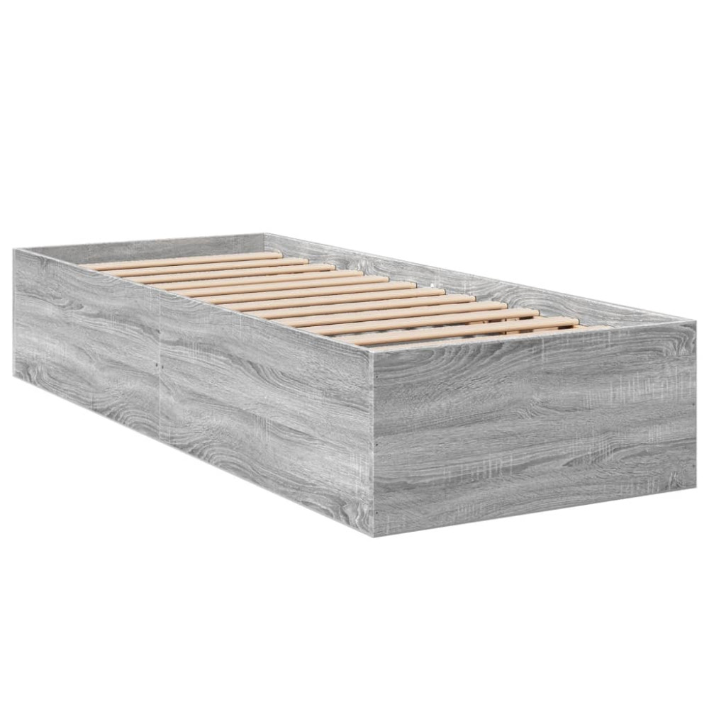 Produktbild för Sängram grå sonoma 75x190 cm konstruerad trä