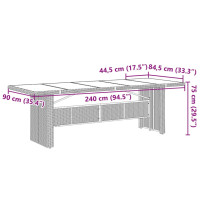 Produktbild för Trädgårdsbord med glasskiva brun 240x90x75 cm konstrotting