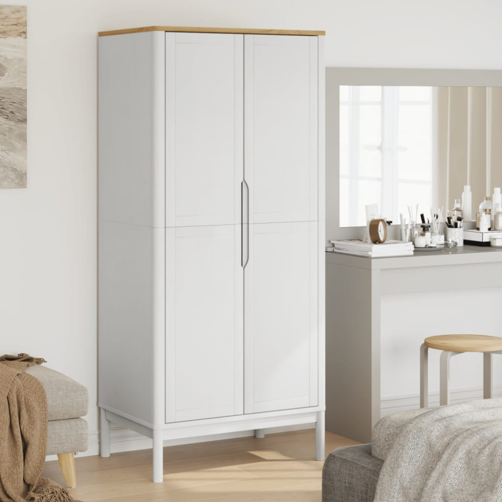Produktbild för Klädskåp FLORO vit 77x53x171 cm massiv furu