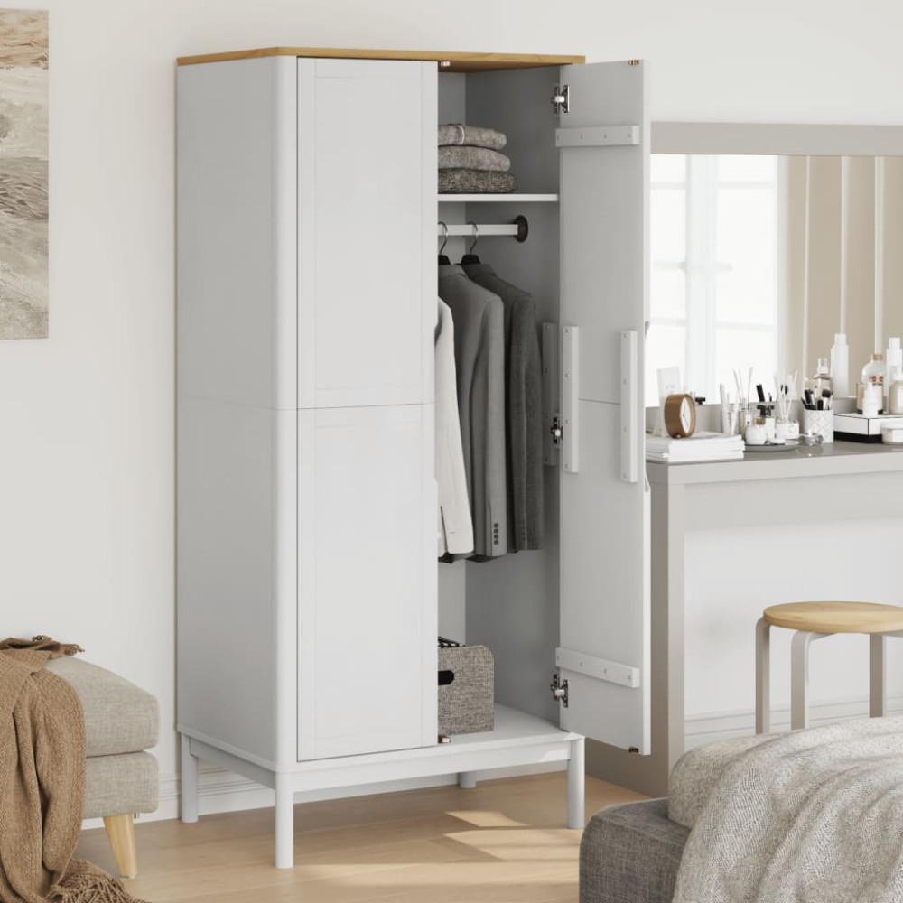 Produktbild för Klädskåp FLORO vit 77x53x171 cm massiv furu