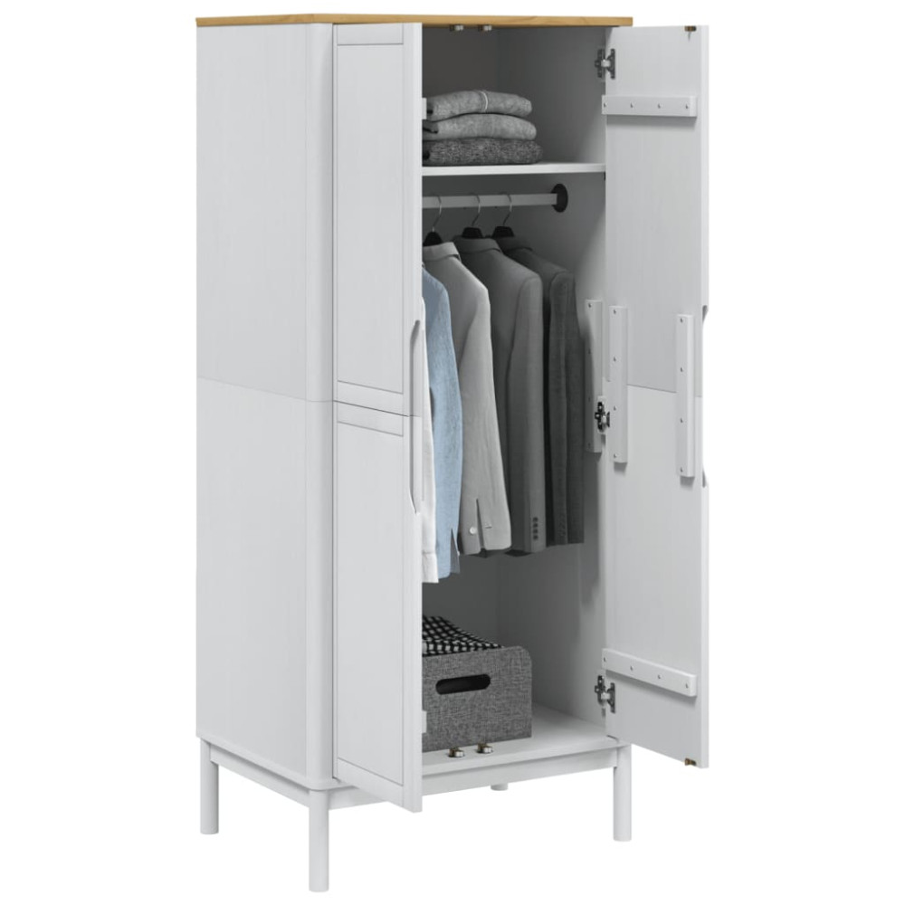 Produktbild för Klädskåp FLORO vit 77x53x171 cm massiv furu
