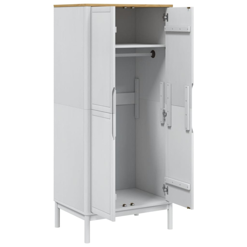 Produktbild för Klädskåp FLORO vit 77x53x171 cm massiv furu