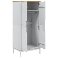 Produktbild för Klädskåp FLORO vit 77x53x171 cm massiv furu