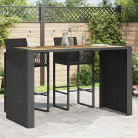 Produktbild för Trädgårdsbord med akaciaträ svart 185x80x110 cm konstrotting