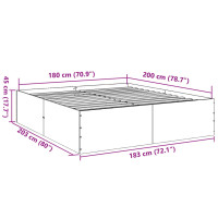 Produktbild för Sängram rökfärgad ek 180x200 cm konstruerad trä