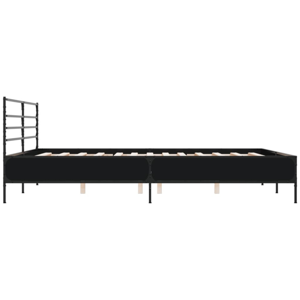 Produktbild för Sängram svart 180x200 cm konstruerat trä och metall