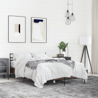 Produktbild för Sängram brun ek 135x190 cm konstruerat trä och metall