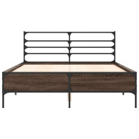 Produktbild för Sängram brun ek 135x190 cm konstruerat trä och metall
