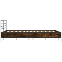 Produktbild för Sängram brun ek 135x190 cm konstruerat trä och metall