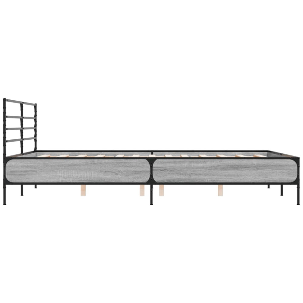 Produktbild för Sängram grå sonoma 160x200 cm konstruerat trä och metall